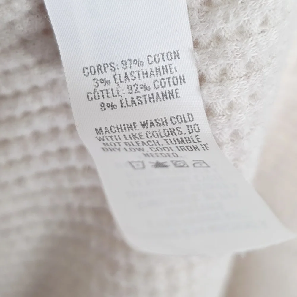Offline By Aerie Cream Waffle Knit Long Sleeves Cotton Blend Pullover Sweater XL